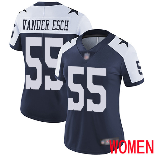 Women Dallas Cowboys Limited Navy Blue Leighton Vander Esch Alternate #55 Vapor Untouchable Throwback NFL Jersey